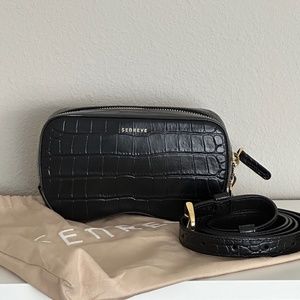 Senreve Coda Belt Bag | Black Croc Emboss